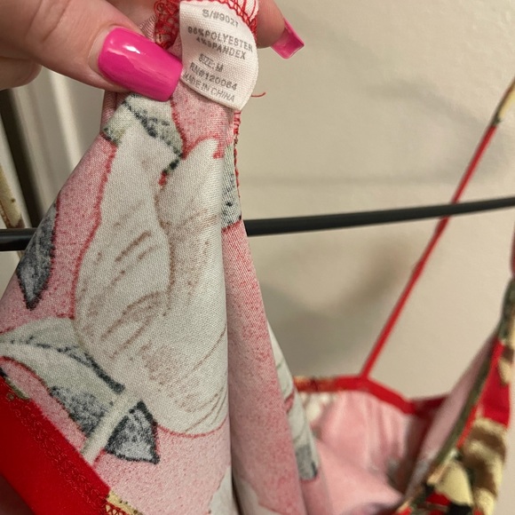 Orange Floral Flower Mini Dress - Picture 2 of 3